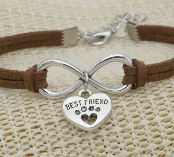 Vintage 8-word Peach Heart Best Friend Flanelle Rope Bracelet Hand Weaving Bracelet