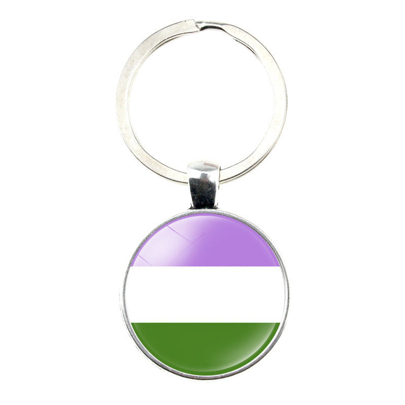 LGBT Rainbow Bar Time Gem Keychain