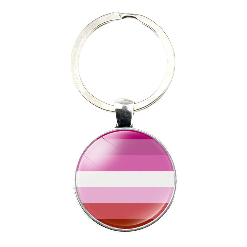 LGBT Rainbow Bar Time Gem Keychain