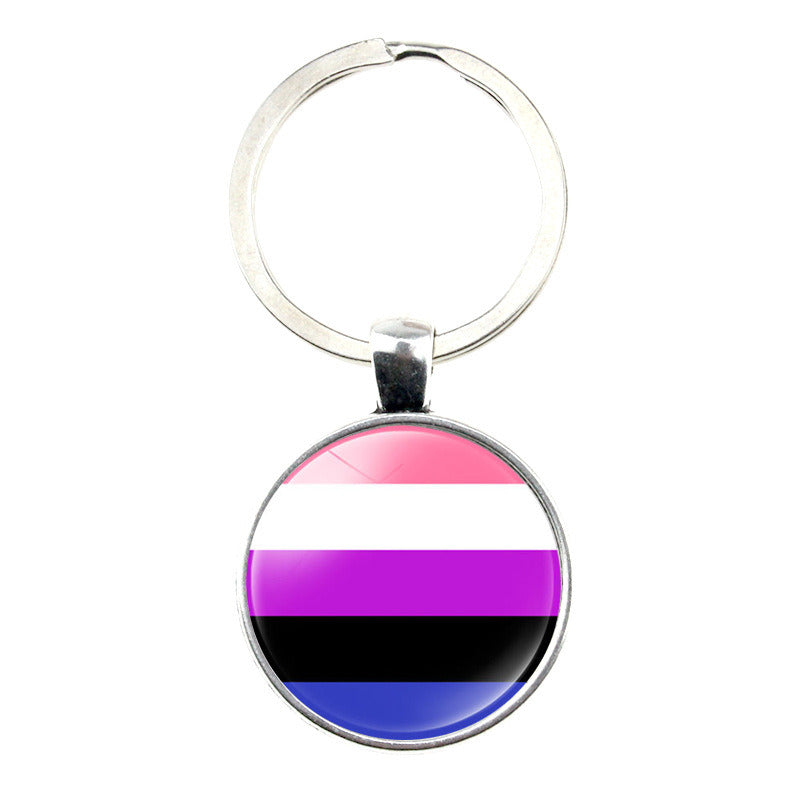 LGBT Rainbow Bar Time Gem Keychain