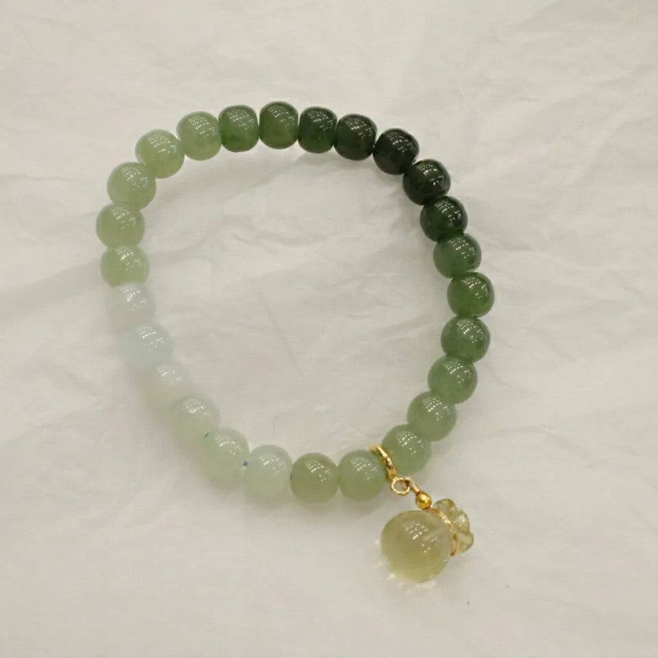 Natural Hetian Gradient Jade Barrel Bead Bracelet