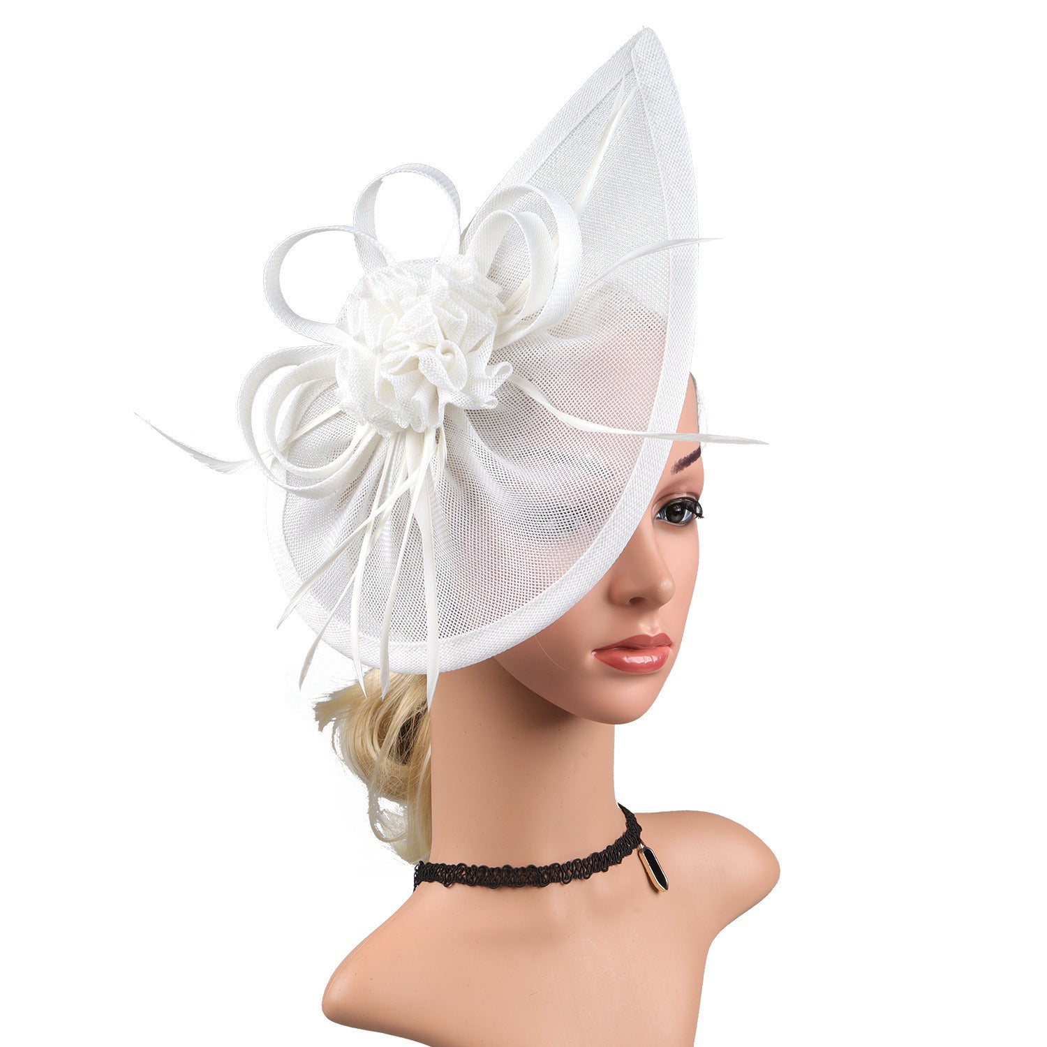 Linen Bridal Fashion Headdress Flower Socialite Evening Party Dress Billycock