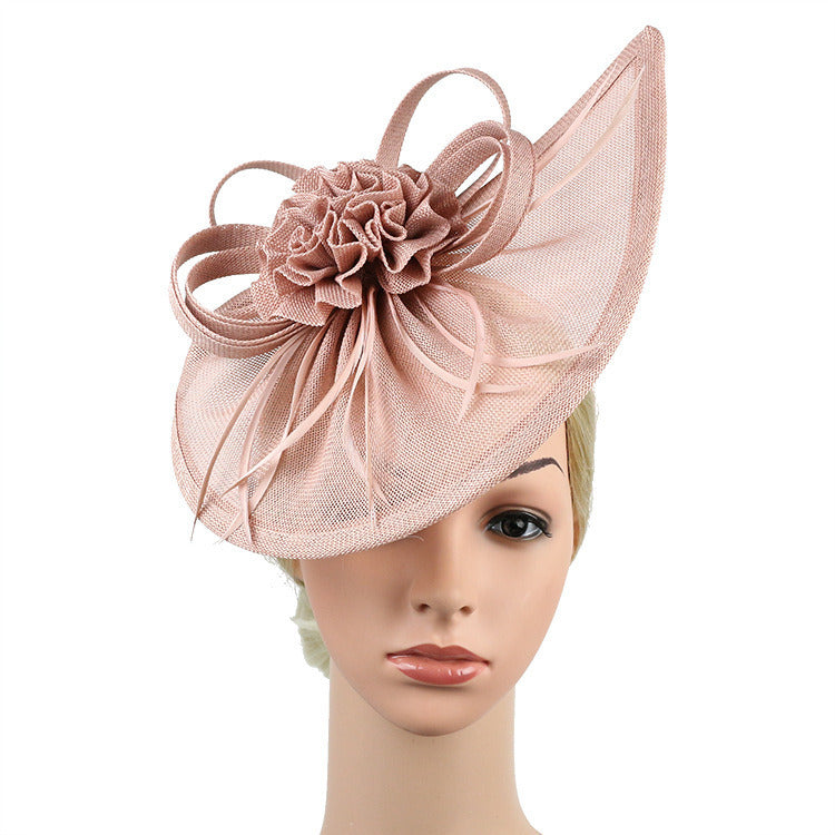 Linen Bridal Fashion Headdress Flower Socialite Evening Party Dress Billycock