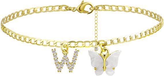 Butterfly Letter Feet Chain Fashion Inlaid Diamond Letter Acrylic