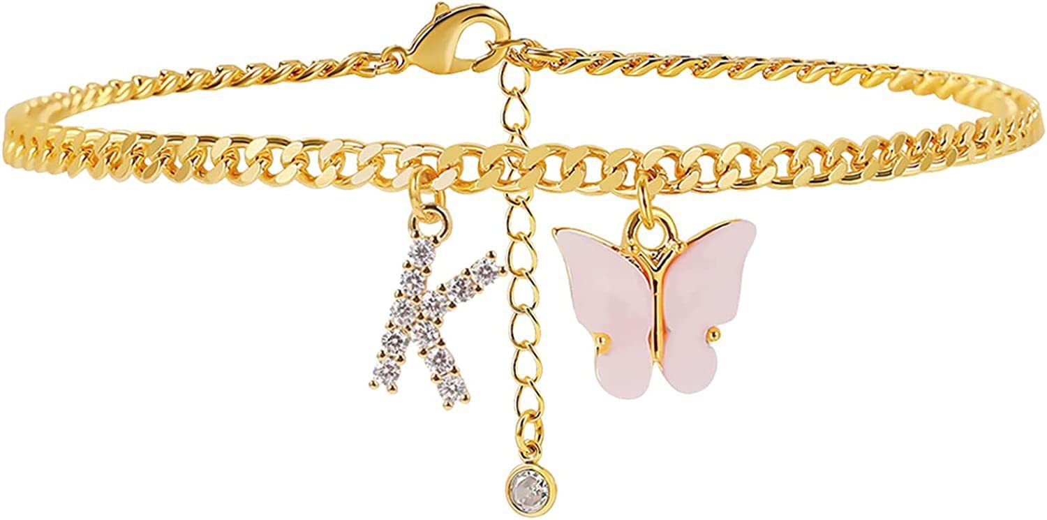 Butterfly Letter Feet Chain Fashion Inlaid Diamond Letter Acrylic