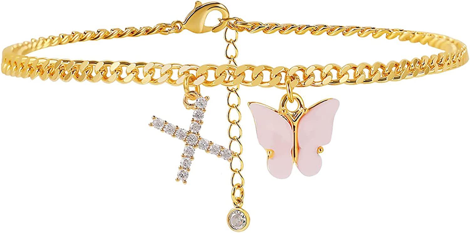 Butterfly Letter Feet Chain Fashion Inlaid Diamond Letter Acrylic