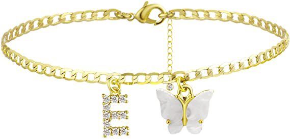 Butterfly Letter Feet Chain Fashion Inlaid Diamond Letter Acrylic