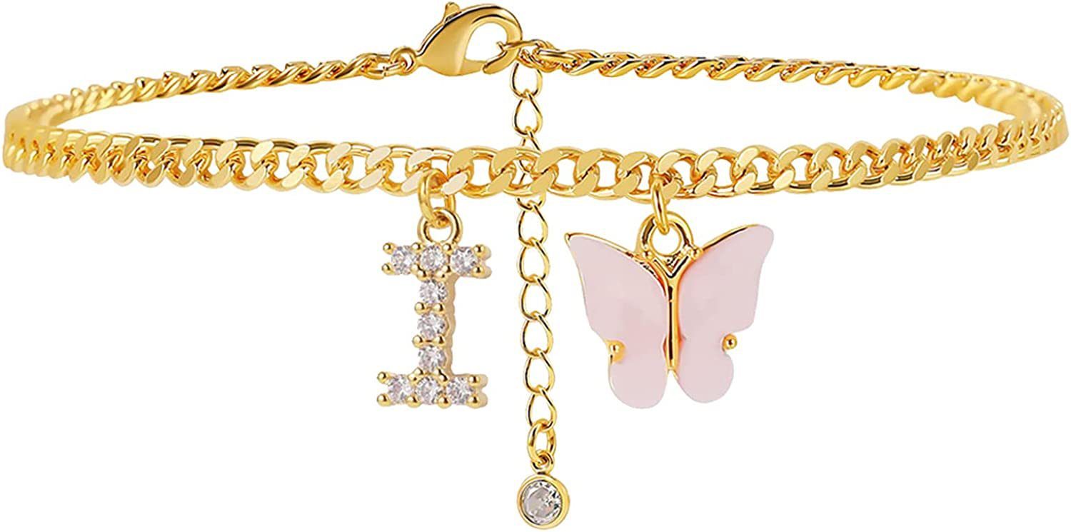 Butterfly Letter Feet Chain Fashion Inlaid Diamond Letter Acrylic