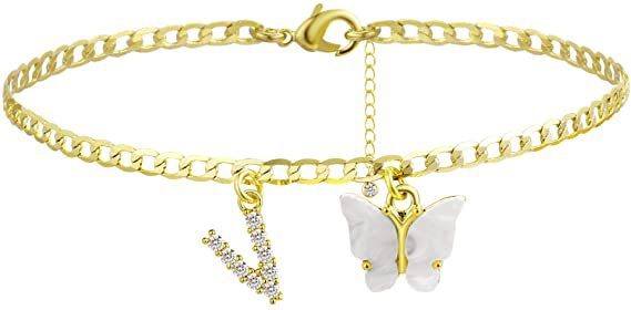 Butterfly Letter Feet Chain Fashion Inlaid Diamond Letter Acrylic