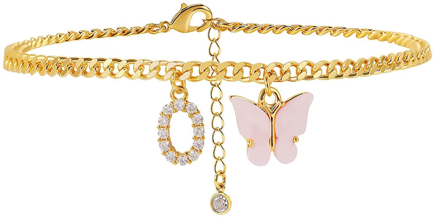 Butterfly Letter Feet Chain Fashion Inlaid Diamond Letter Acrylic