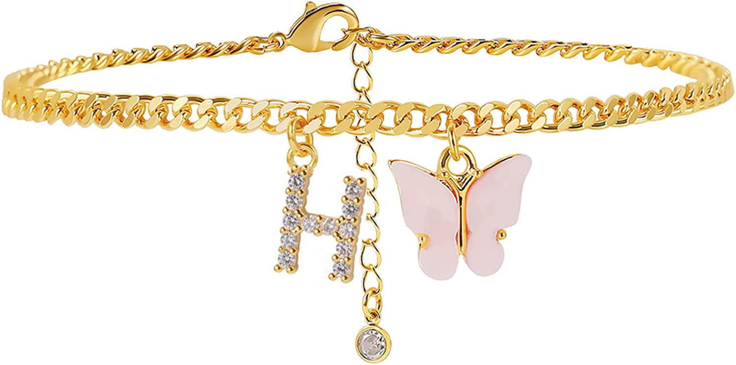 Butterfly Letter Feet Chain Fashion Inlaid Diamond Letter Acrylic