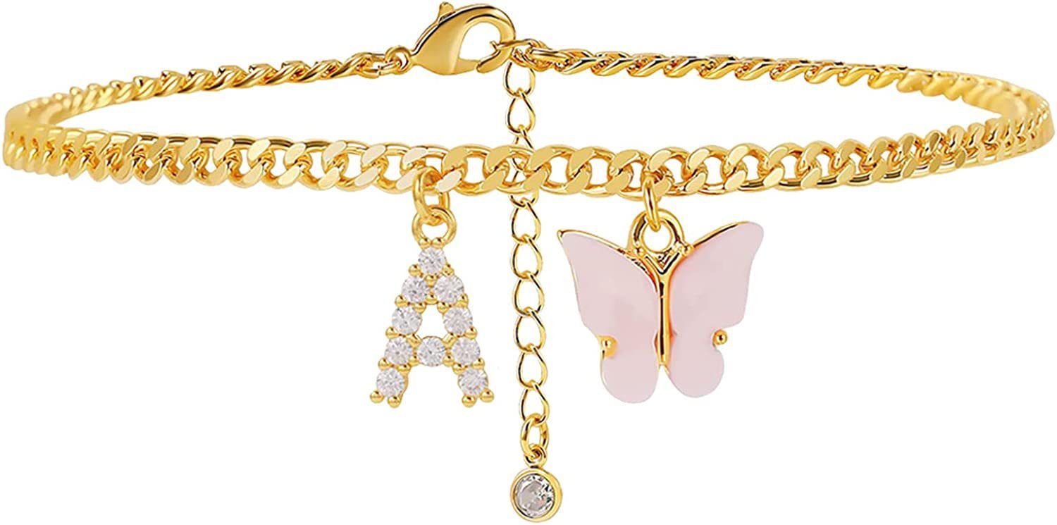 Butterfly Letter Feet Chain Fashion Inlaid Diamond Letter Acrylic