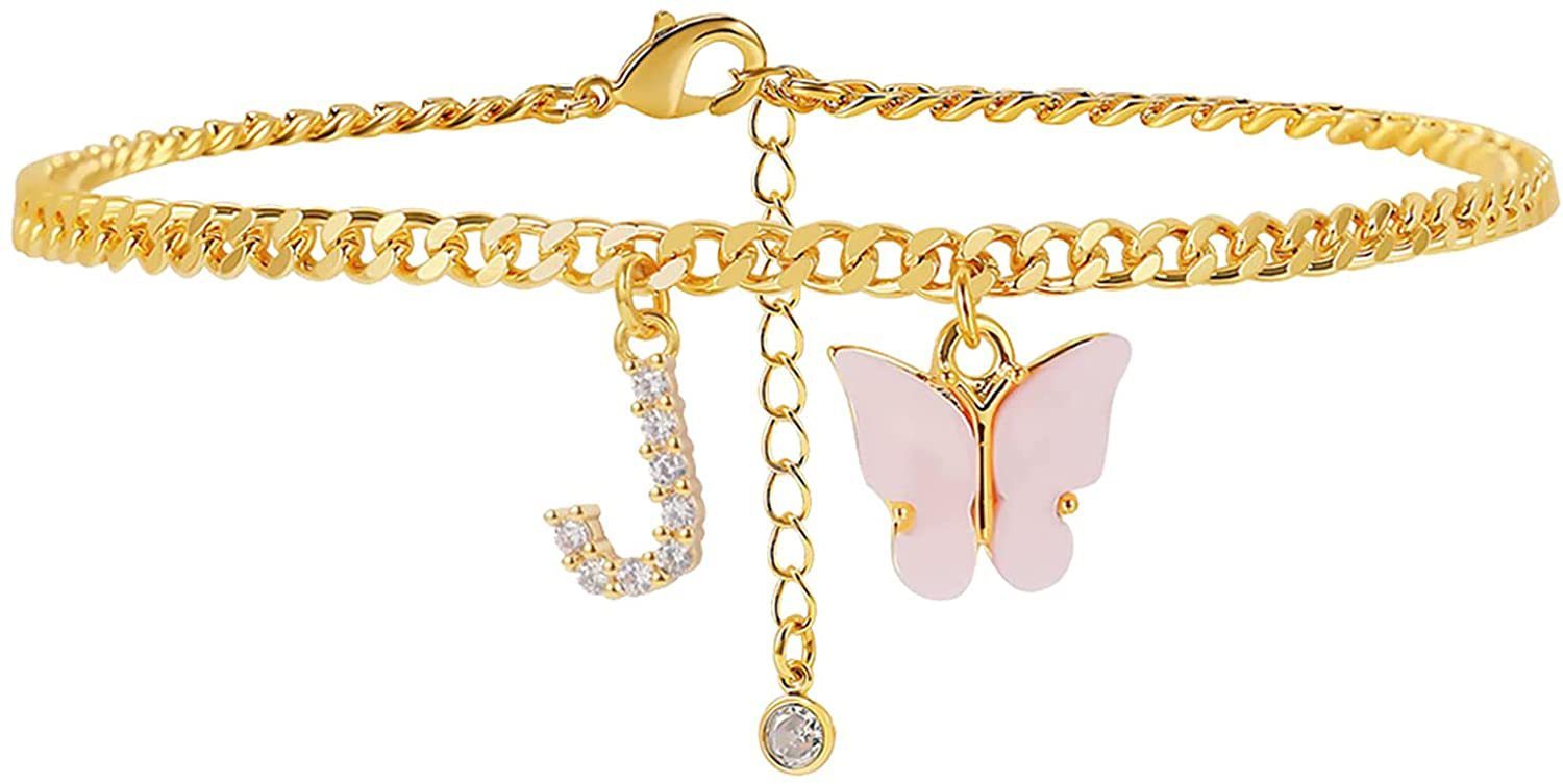 Butterfly Letter Feet Chain Fashion Inlaid Diamond Letter Acrylic