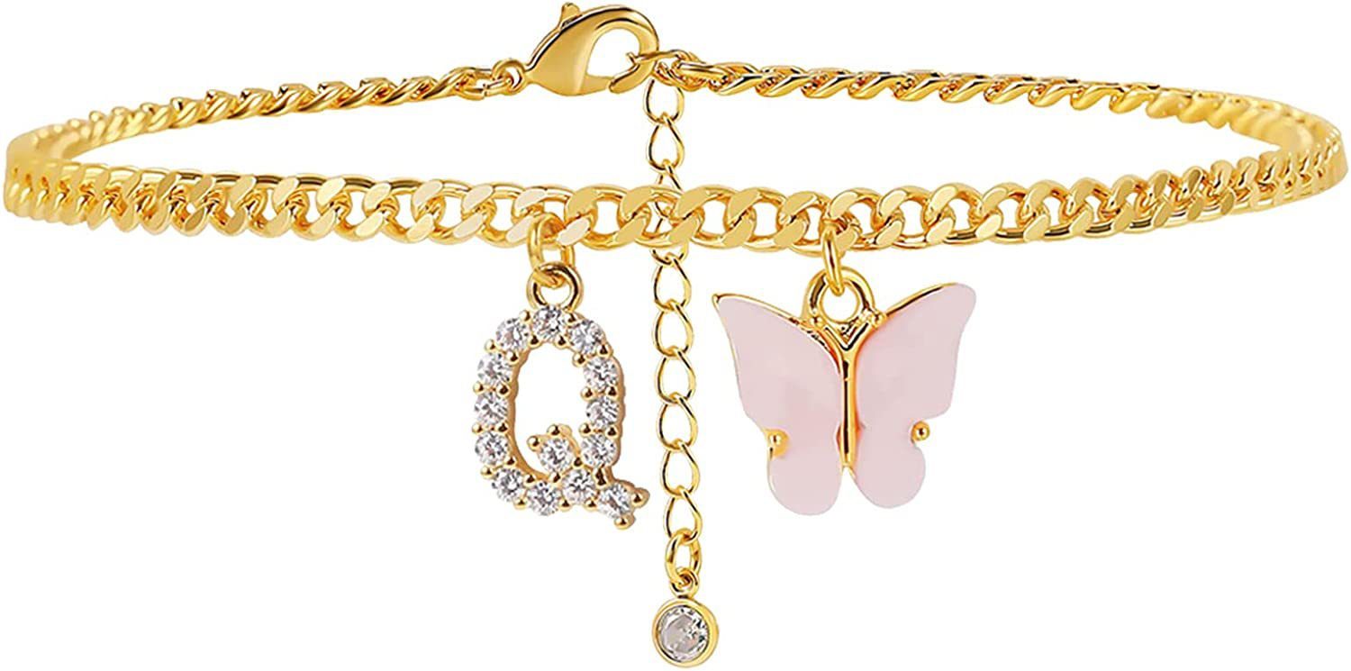 Butterfly Letter Feet Chain Fashion Inlaid Diamond Letter Acrylic