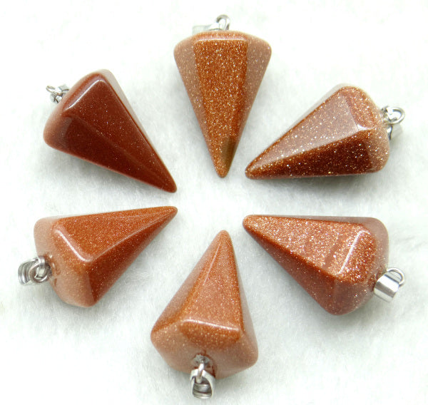 Natural Stone Agate Hexagonal Cone Pendant