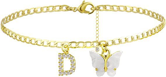 Butterfly Letter Feet Chain Fashion Inlaid Diamond Letter Acrylic