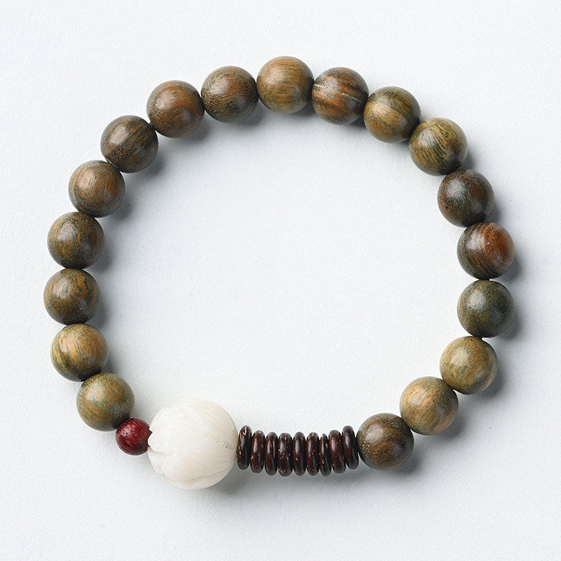 Classic Trendy Design White Jade Bodhi Lotus Bracelet