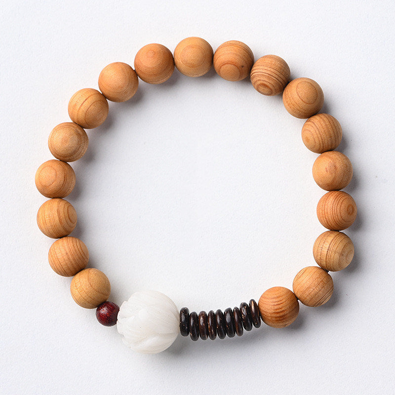 Classic Trendy Design White Jade Bodhi Lotus Bracelet