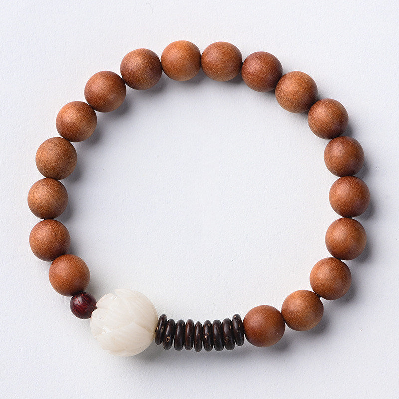 Classic Trendy Design White Jade Bodhi Lotus Bracelet