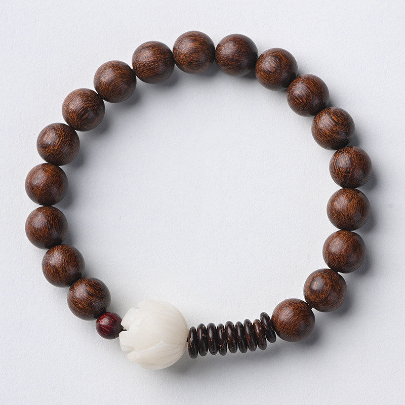 Classic Trendy Design White Jade Bodhi Lotus Bracelet