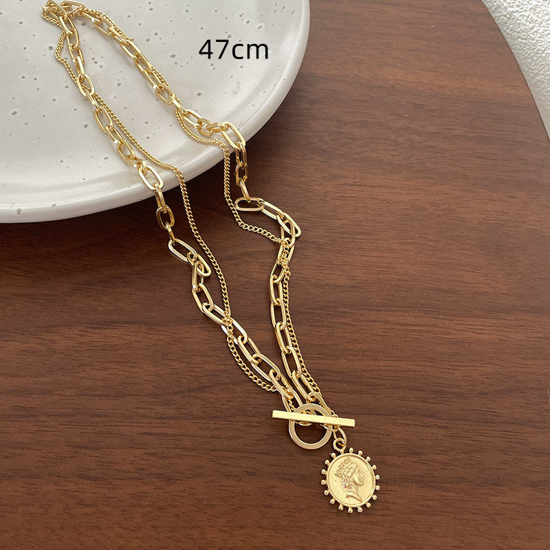 Personality Niche Dance Clavicle Chain Retro Head Necklace