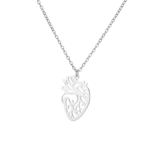 18k Stainless Steel Necklace Cutout Heart Pendant