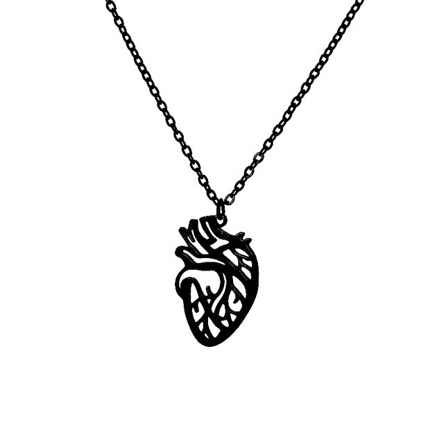 18k Stainless Steel Necklace Cutout Heart Pendant