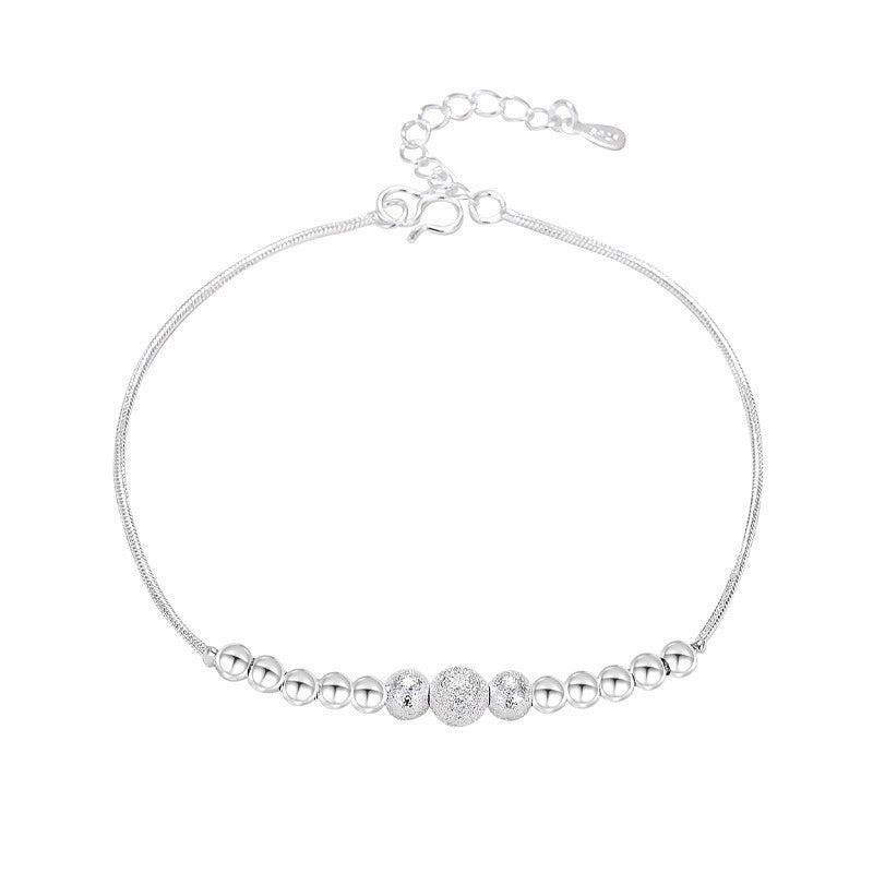 Schoolgirls' Round Bead Bracelet Brushed Silver Plated