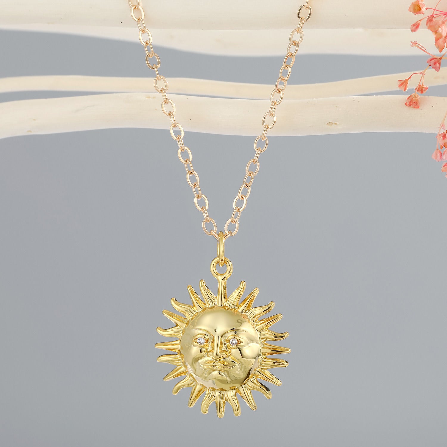 Ladies Fashion Personality Metal Texture Sun Necklace