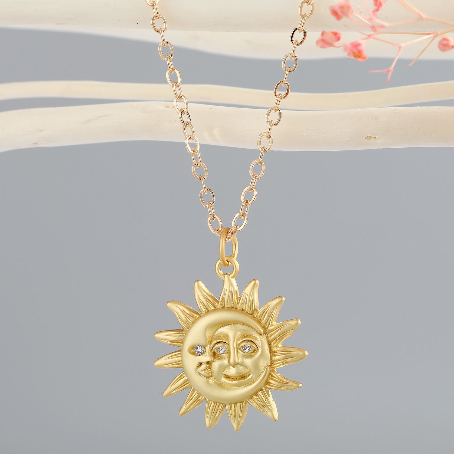 Ladies Fashion Personality Metal Texture Sun Necklace