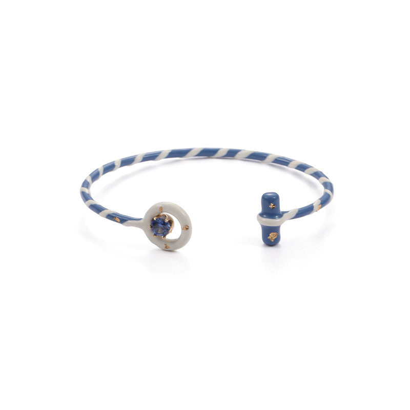 Vintage Fashion Blue And White Striped Handmade Bracelet