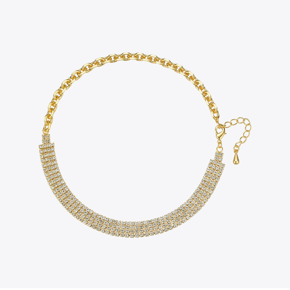 18K Gold Plated Brass Zircon Clavicle Chain