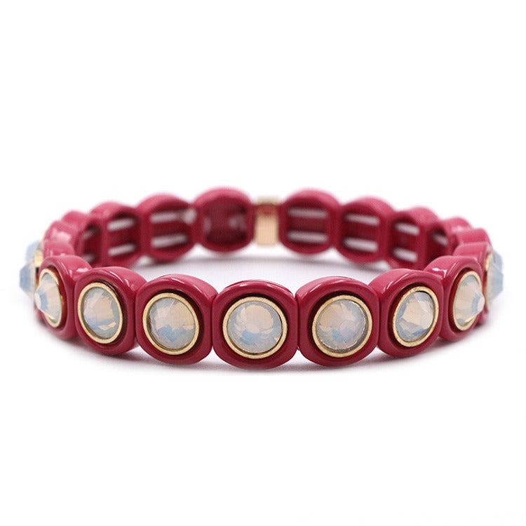 Alloy Spray Paint New Small Diamond Rainbow Bracelet