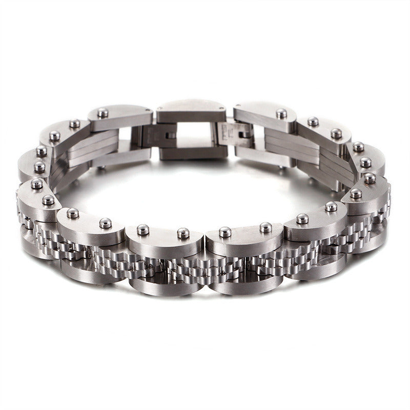 European And American Street Stainless Steel Men's Strap Bracelet