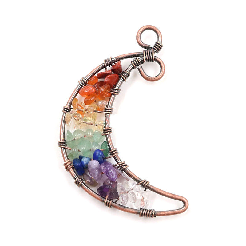 Women's Vintage Natural Crystal Moon Shape Pendant