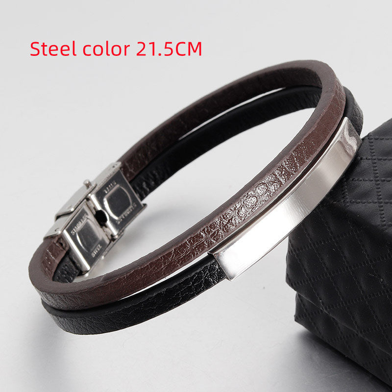 Accessories Simple And Creative Titanium Steel Men's Leather Bracelet