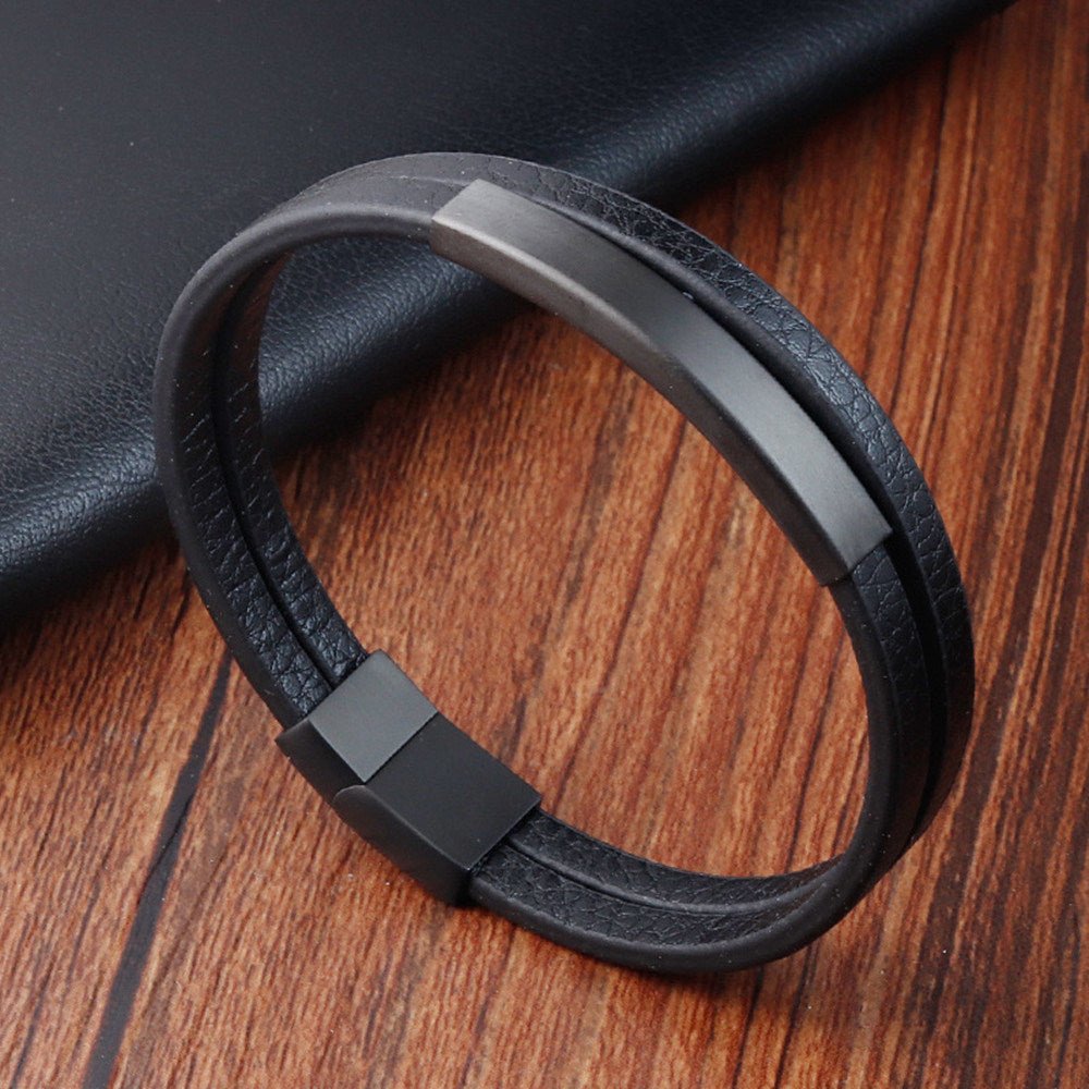 Accessories Simple And Creative Titanium Steel Men's Leather Bracelet