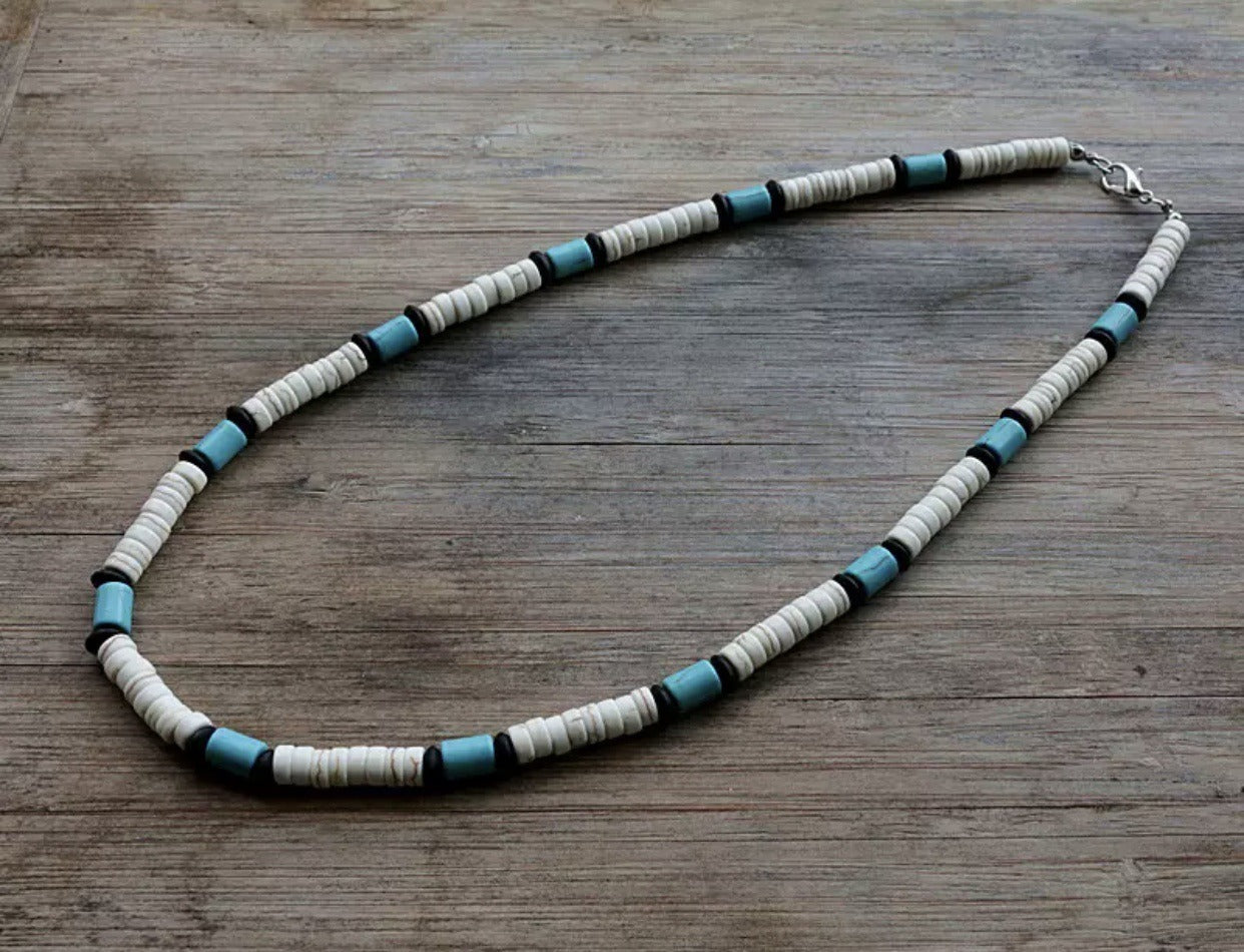 Men's Beaded Tribal Necklace Coir Surf