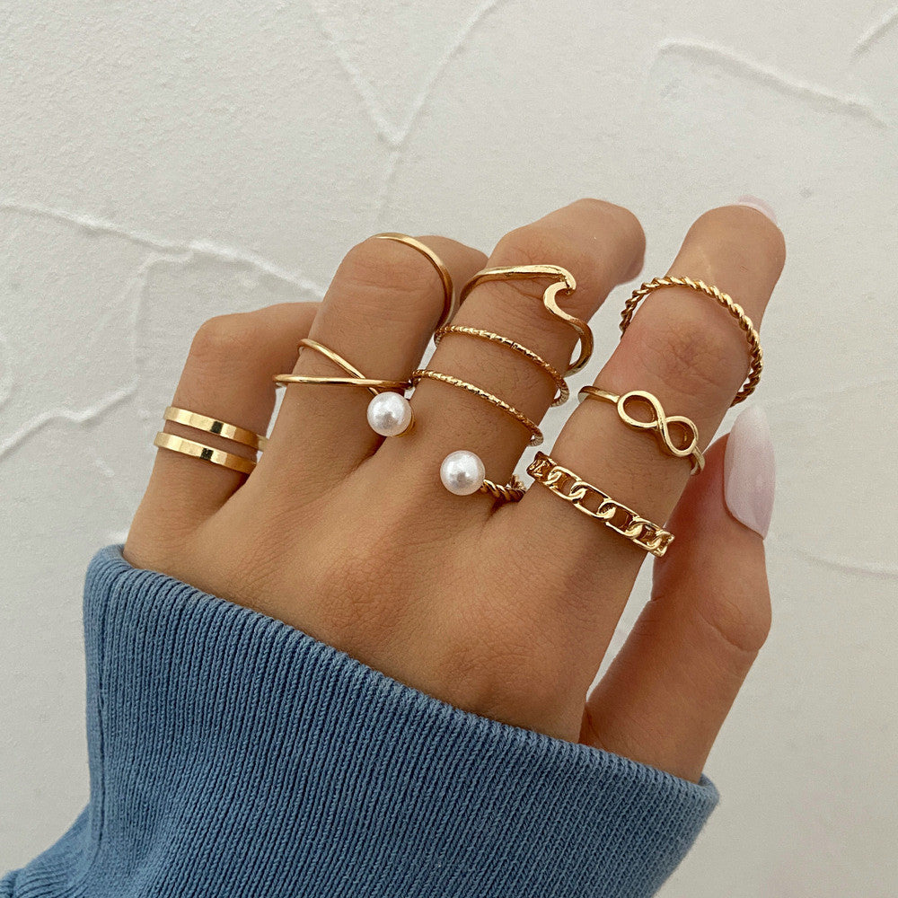 Ins Cold Wind Alloy 10pcs Ring Set Creative Simplicity