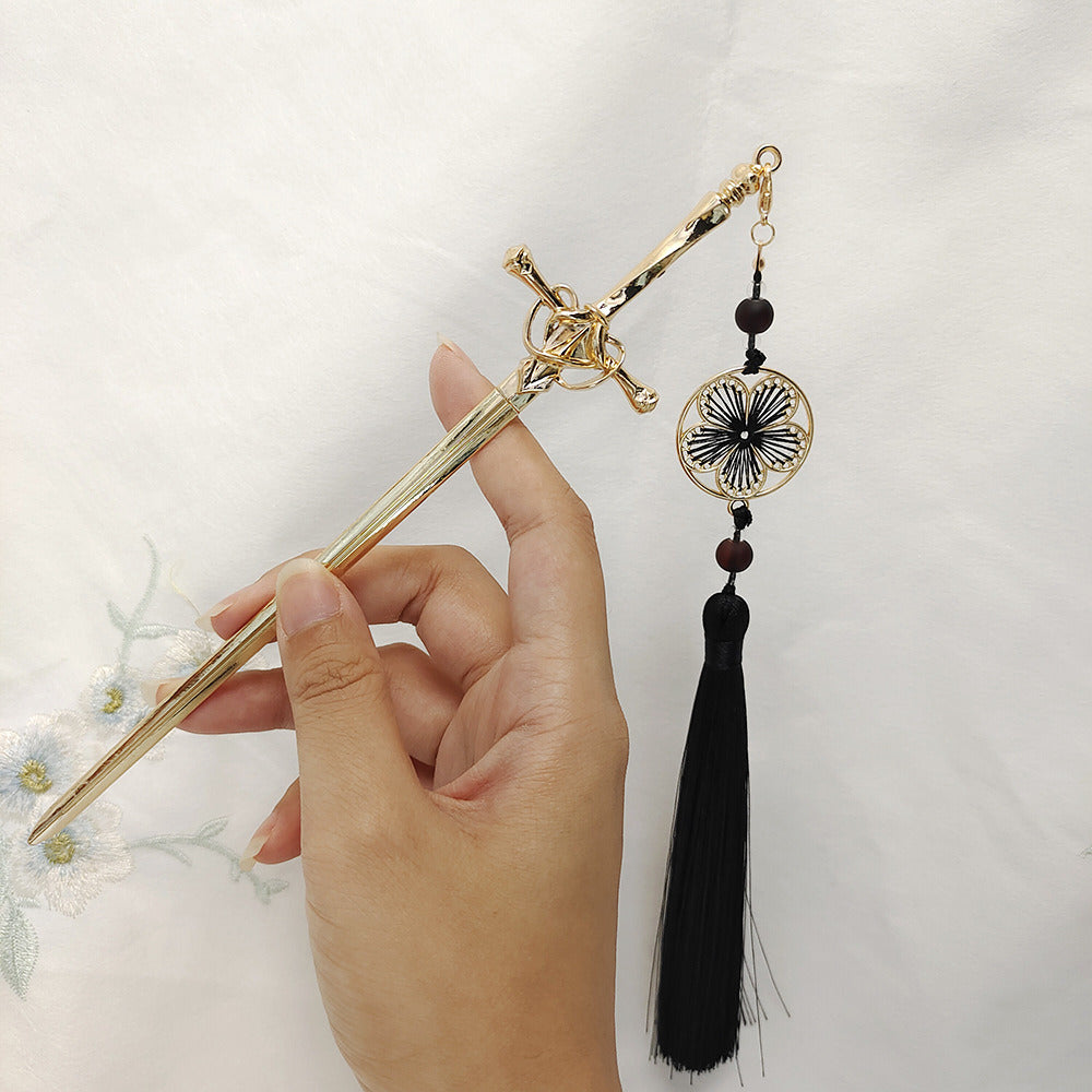 Sword Hairpin Tassel Hairpin Updo Ancient Style Han Chinese Clothing Accessories Ornament Modeling Headdress Hairpin Pull Hairpin Simple Antique