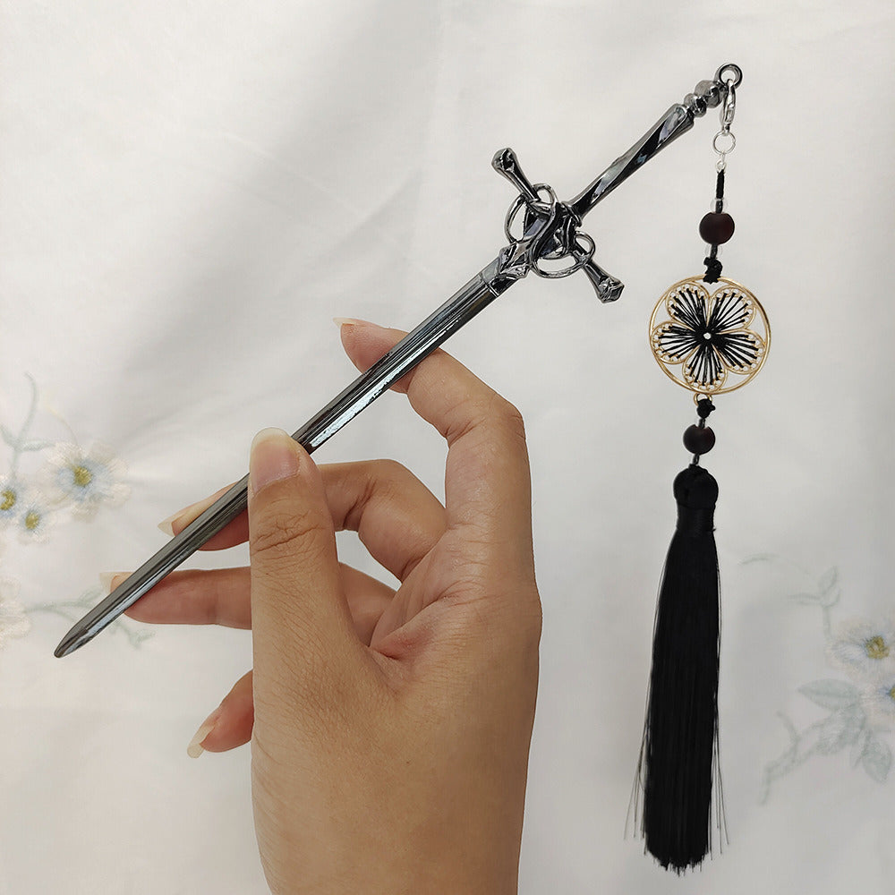 Sword Hairpin Tassel Hairpin Updo Ancient Style Han Chinese Clothing Accessories Ornament Modeling Headdress Hairpin Pull Hairpin Simple Antique