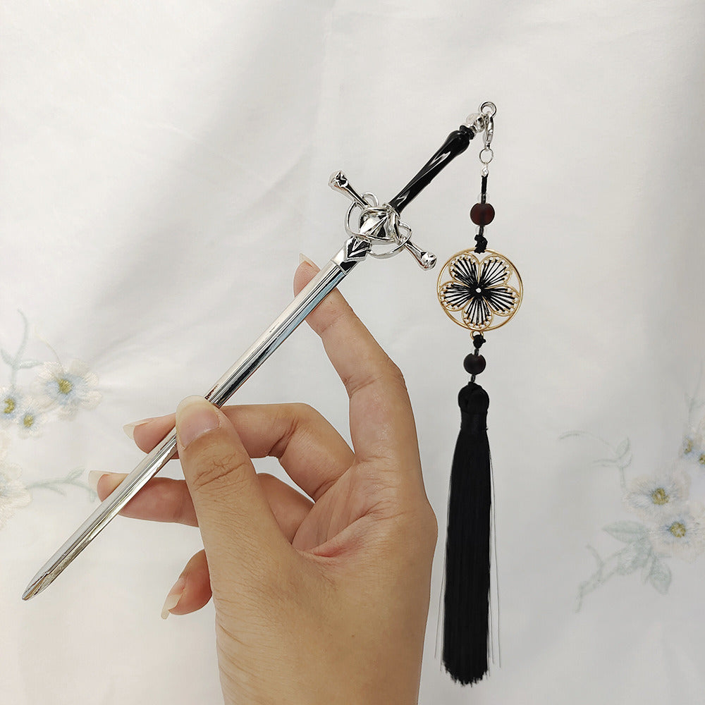 Sword Hairpin Tassel Hairpin Updo Ancient Style Han Chinese Clothing Accessories Ornament Modeling Headdress Hairpin Pull Hairpin Simple Antique