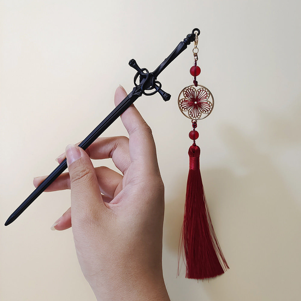 Sword Hairpin Tassel Hairpin Updo Ancient Style Han Chinese Clothing Accessories Ornament Modeling Headdress Hairpin Pull Hairpin Simple Antique