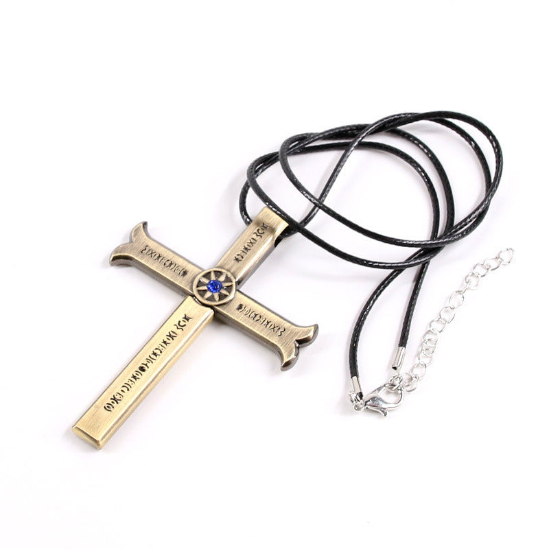 Cross Unsheathed Knife Buckle Necklace