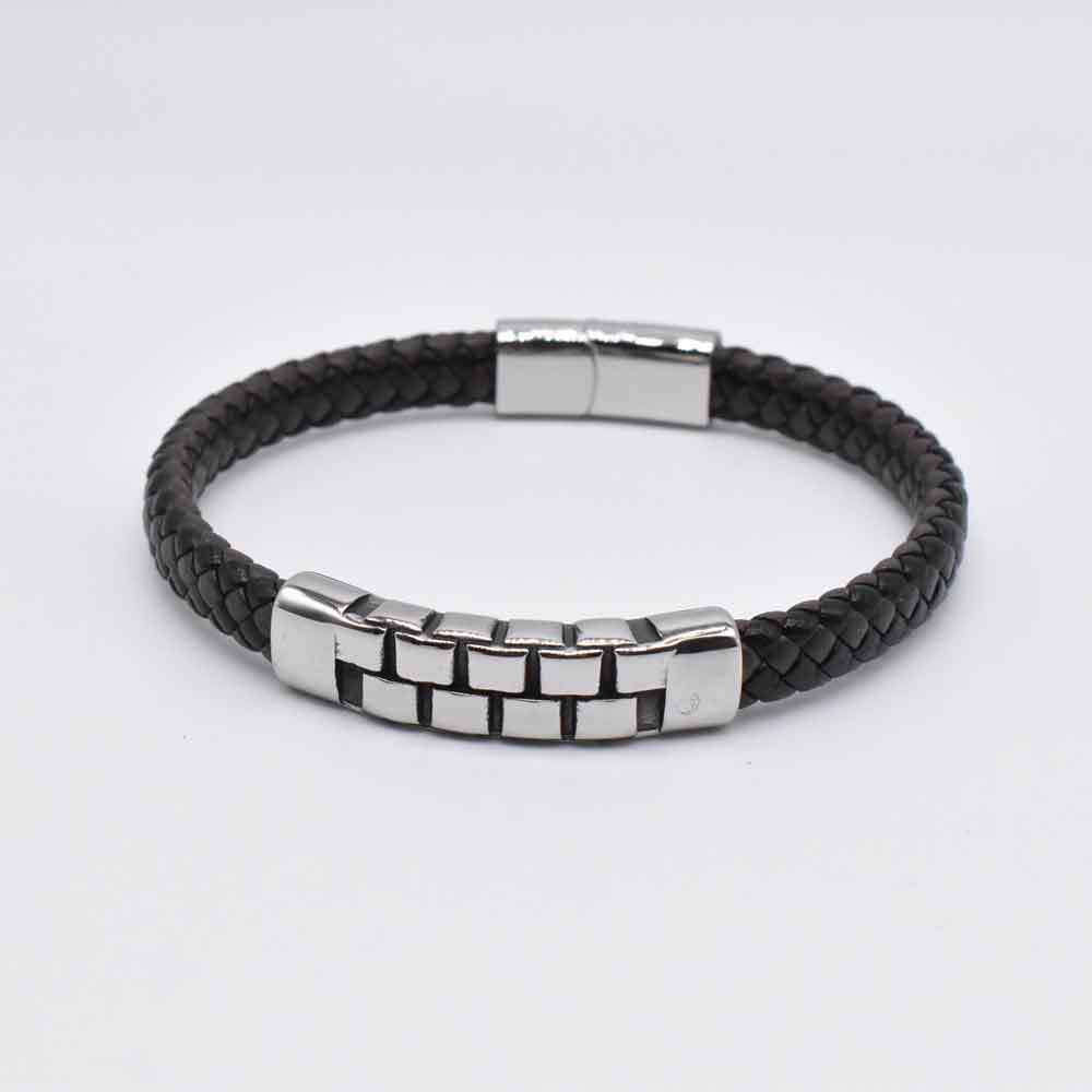 Titanium Steel Cast Accessories Leather Braided Men's Bracelet