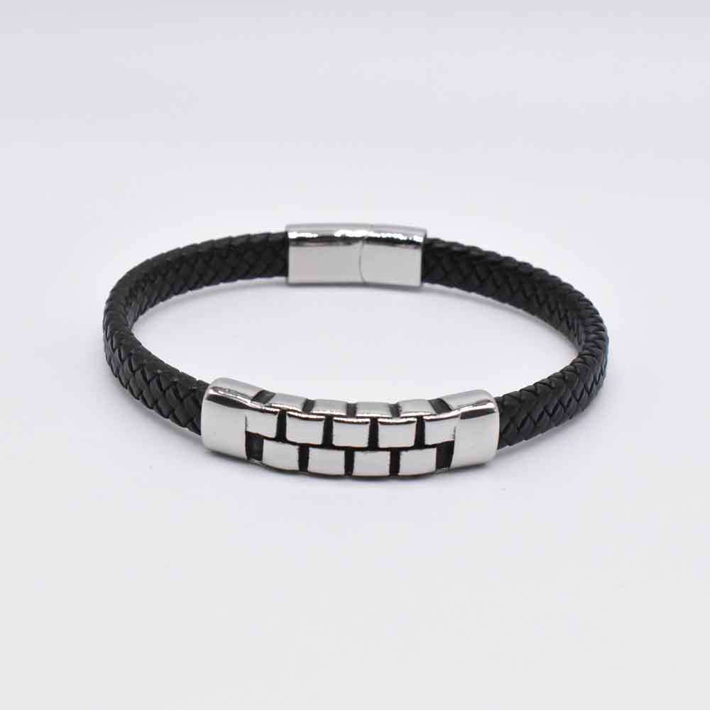 Titanium Steel Cast Accessories Leather Braided Men's Bracelet