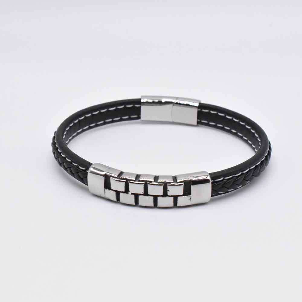 Titanium Steel Cast Accessories Leather Braided Men's Bracelet