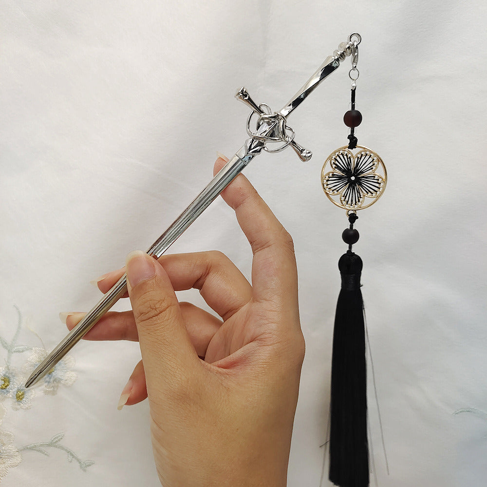 Sword Hairpin Tassel Hairpin Updo Ancient Style Han Chinese Clothing Accessories Ornament Modeling Headdress Hairpin Pull Hairpin Simple Antique