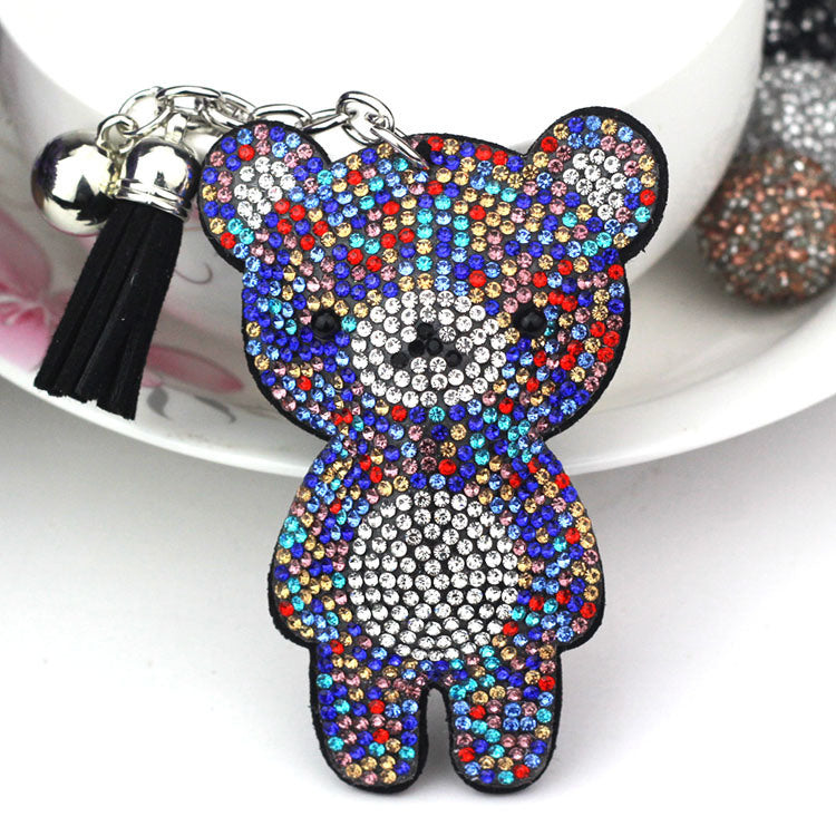 Bear Small Ornaments New Cute With Diamonds Keychain Pendant Korean Style Tassel Bag Pendant