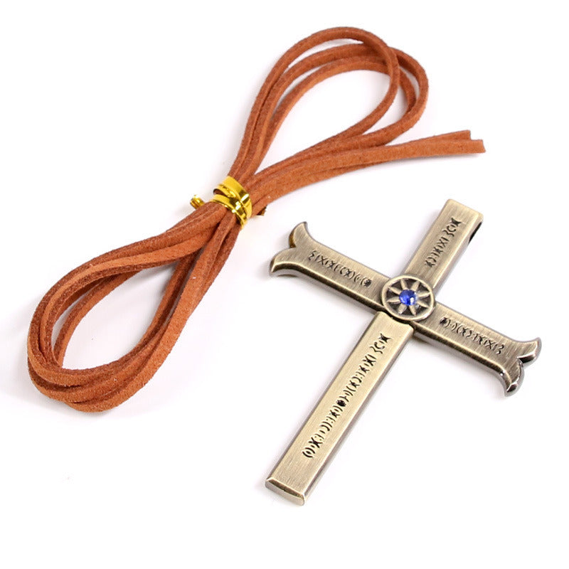 Cross Unsheathed Knife Buckle Necklace